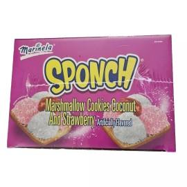 Marinela Sponch Marshmallow Cookies (24 Packs) Coconut & Strawberry Flavor