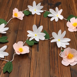 Homarkable 2Pcs Crepe Paper Flower Garlands, Handcrafted Hanging Flower Garland, Spring Flower Party Banners for Nursery Birthday Baby Shower Wedding Backdrop Decorations Supplies