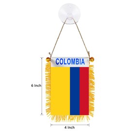 GSYLPFT 4 X 6 Colombian Flag Small Mini Colombia Flags Banners for Car Rearview Mirror Window Hanging Decor with Suction Cup & Fringy