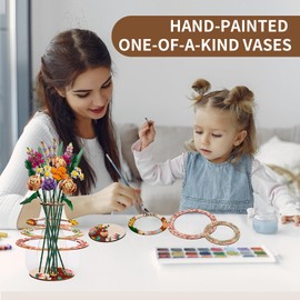 Wooden Vase for Flowers - Floating Rings Display Stand for Puzzle Flower Bouquet Building Set - Assemble Building Display Stand for Roses, Tulips, Daffodils & Sunflowers - Perfect for Flower Lovers