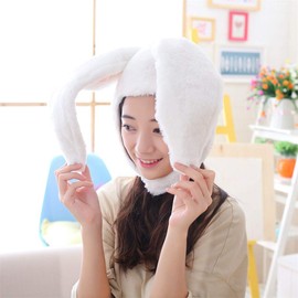 LINBVOFA Bunny Hat Cute Rabbit Ears Costume Funny Party Plush Hood, White