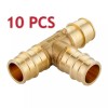 EFIELD 10PCS PEX Expansion Brass Fitting 1/2" X1/2" X1/2" Tee-F1960