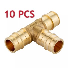 EFIELD 10PCS PEX  Expansion Brass Fitting 1/2" X1/2" X1/2" Tee-F1960 LEAD FREE