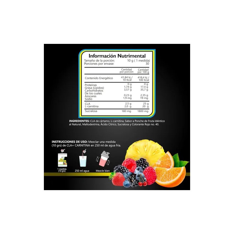 Bhp Ultra Cla Carnitina 30 Porciones Sabor Ponche de frutas
