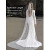 EllieWely Pearl Fingertip Length Wedding Bridal Veil Ivory 38inch
