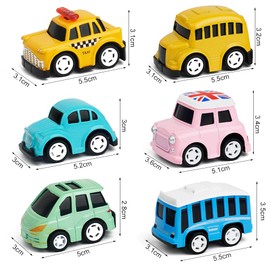 O-Kinee Pull Back Toy Cars Set, 6 Pieces Mini Wind-Up Car, Friction Powered Play Car, Pull Back Small Cars, Cute Pull Back Car for 3-12 Years Boys Girls Children Party Gifts