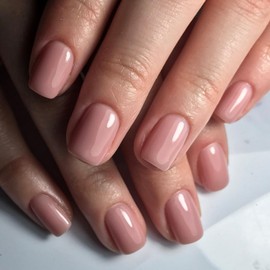 French Fake Nails - 24PCS Nude Pink Square Press On Nails Short - Coffin French Tip False Nails With Glue - Removable Glossy Acrylic Full Cover Stick On Nails For Women Girls Nail Art Accessorie