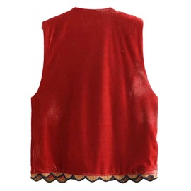 Siyova Women Vest Sleeveless Vintage Cardigan Floral Embroidered Open Front Crop Top Summer Boho Retro Waistcoat Women Gilet Casual Street (Red, L)