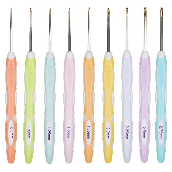 Aeelike 9-Piece Lace Crochet Hook Set, 0.8-2.75 mm Small Size