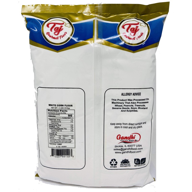 TAJ White Corn Flour, 4-Pounds