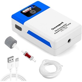 Battery Powered Aquarium Air Pump, Bait Bucket Portable Aerator, Ultra Quiet Fish Tank Bubbler, USB Rechargeable Oxygen Pump for Outdoor Fishing and Power Outages