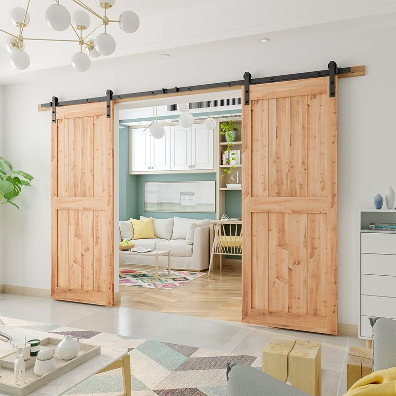 SMARTSTANDARD 11ft Heavy Duty Sturdy Double Sliding Barn Door Hardware