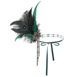 IYOU Pfauen Feder Flapper Stirnbänder für Damen Grün Kristall Gatsby kopfschmuck 1920er Jahre Vintage Partei Hochzeit Haarschmuck