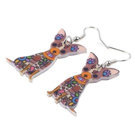 Bonsny Acrylic Drop Chihuahuas Dog Pets Earrings Funny Design Lovely Gift For Girl Women Fashion Jewelry (Brown)