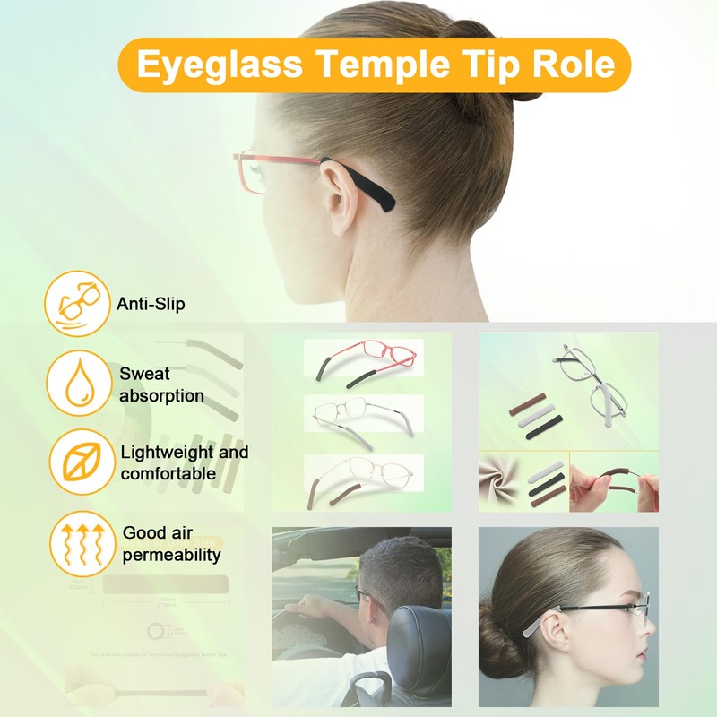 Literry Anti-Slip Elastic Comfort Glasses Ear Grip, Eyeglasses Temple Tips