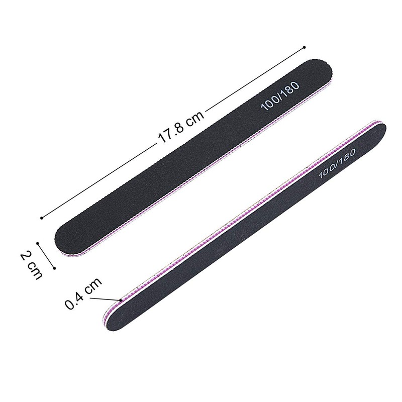 URAQT 15 PCS Professional Nail Files 100/180 Grit, Double Sided