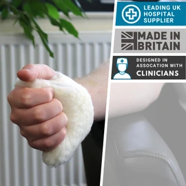 Solace Bracing Super Soft Sheepskin Palm Protector - British Made & NHS Supplied Sweat Absorbent Palm Grip - Ideal for the Elderly, MS, Strokes, Hand Contractures & More - Right Hand - Regular