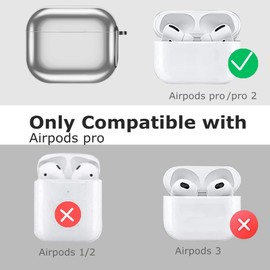 Tomcrazy Case Compatible with AirPods Pro 2 / Airpods Pro Cases, Shockproof Protective Cover Silver Plating Soft Skin with Mirror Love Heart Pendant Keychain 01