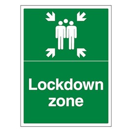 V Safety Lockdown Zone with Family - Portrait 200 x 300 mm - Perspex Clear Cast Acrylic Safety Sign