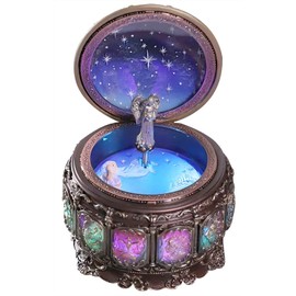 DELIWAY Vintage Music Box Constellation Style Plays Always with Me Tune, Goddess Rotating Musical Box Sankyo 18-Note Wind Up Hand-Painted Collectible Zodiac Gift for Christmas Birthday
