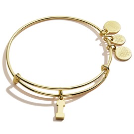 Alex and Ani Expandable Bangle for Women, Initial I Letter Charm, Shiny Gold Finish, 2 to 3.5 in
