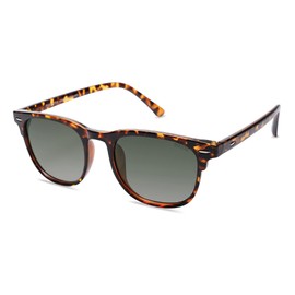 SOJOS Retro Vintage Square Polarized Sunglasses for Women Men UV Protection Lens TR90 Frame Sunglasses SJ2112 with Matte Tortoise Frame/Dark Green Grading Lens