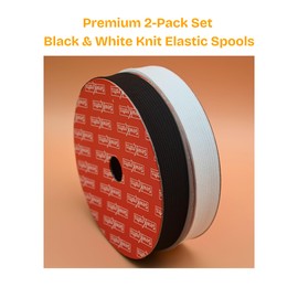 SewKrafts Sewing Elastic Band – 3/4" Wide, 2 Pack, White & Black, 6 Yards Each – Soft & Stretchy Elastic Band for Sewing Waistband, Cuff, Sleeves, DIY Crafts & Clothing – High Elasticity Knit Spool