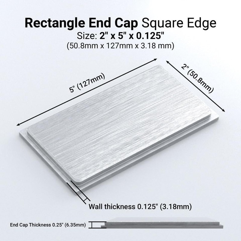 Rectangle Metal End Cap 2"x5" 4 Pack Press Fit NELSONS