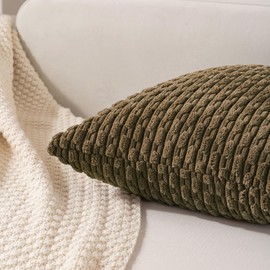 Ci & Ci Set of 4 Boho Decorative Cushion Covers, 40 x 40 cm, Olive Green, Sofa Cushion, Decorative Cushion, Fluffy Cushion Covers for Sofa, Couch