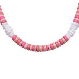 BlueRica Puka Chip & Pink Coconut Shell Beads Necklace