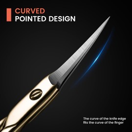 BEZOX Curved Cuticle Scissors - Precision Manicure Scissor Nail Cuticle Trimmer, Professional Stainless Steel Nail Scissors for Cuticle Care, Cuticle Cutter Small Scissors for Women - Golden
