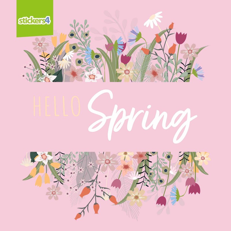 Large Hello Spring Window Stickers for Glass - Spring Window