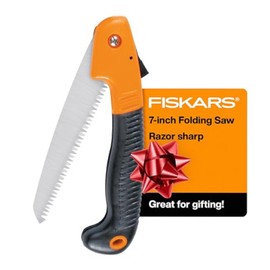 Fiskars Power Tooth Folding Saw - 7" Folding Blade - Lawn and Garden Tools Stocking Stuffers - Orange/Black