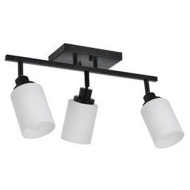 TODOLUZ 3-Lights Track Lighting Kit, Black Directional Ceiling Light Fixtures with Opal White Glass, Wall Mounted Spotlight for Kitchen Hallway