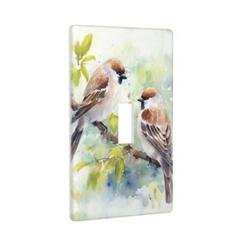 Birds Single Toggle Light Switch Cover Decorative 1 Gang Wall Plate for Kitchen Room Bathroom Size 4.5" x 2.75"
