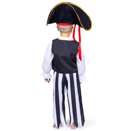 Dress Up America Pirate Costume for Boys - Kids Pirate Costume Set - Dress-Up Set Includes a Top, Pants, Eyepatch, and More