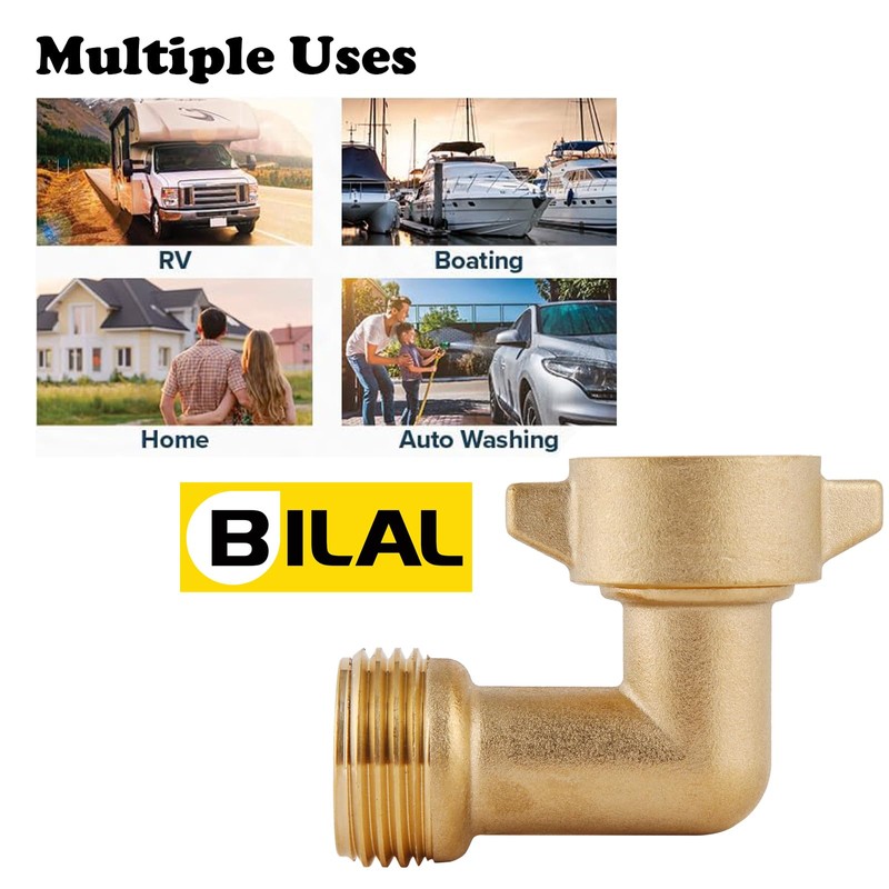 90-Degree Hose Elbow For RVs — Solid Brass Construction, Features