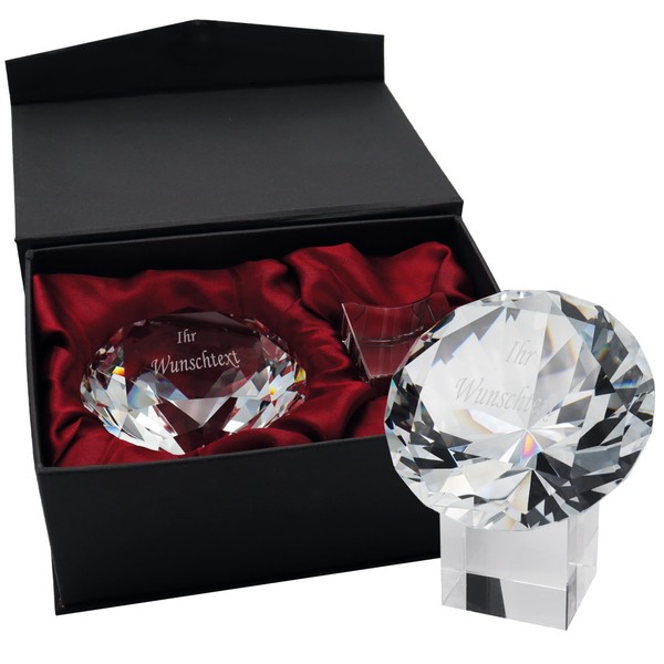 HHM Diamond Crystal Glass with Engraving and Stand as Personalised Gifts Men Birthday Gift for Women Anniversary Gift for Him and Her (Free Text Engraving)