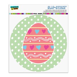 Cute Easter Egg Pink with Hearts Automotive Car Window Locker Circle Bumper Sticker