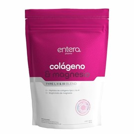 Entera  Colgeno y Magnesio 300g, Pptidos de Colgeno Tipo I, II y III, Bisglicinato de Magnesio, Sin Azcar                                             