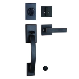 NEWBANG Solid Handleset for Front Door in Aged Bronze with Heavy Duty Door Lever NBHST201710B