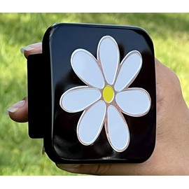 Trailer Hitch Cover Plug Insert (Fits 2" Receivers, White Chamomile Flower)