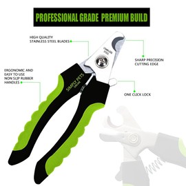 Dog Nail Clippers with Safety Guard - Superior Sharpness - Designed By Vets - Suitable for Thick Nails - Best for Medium and Large Dogs - Professional Stainless Steel Dog Claw Clippers