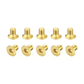 sourcing map Flat Head Socket Cap Screws, M2.5-0.45 x 4mm Brass Inner Hex Drive Fasteners Bolts 20Pcs