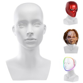Female Mannequin Head Premium Dummy Stand Model, 22.5IN Matte White GFRP Material, Manikin Head for Display Wig Hat Headphone Jewelry Necklace, Perfect for Art Exhibits Home Decor