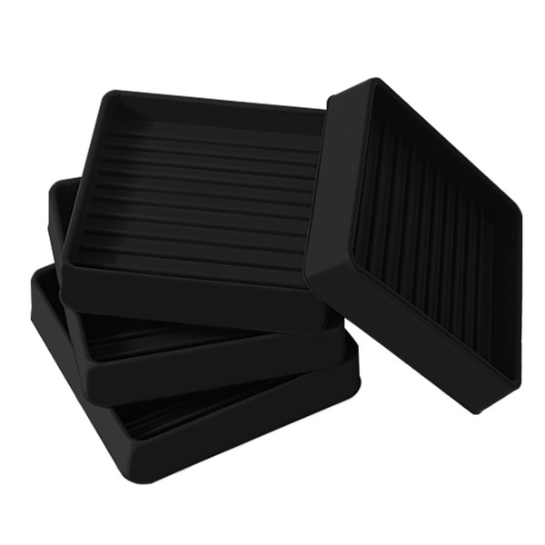 2.5x2.5 Square Rubber Furniture Caster Cups, Anti-Sliding Furniture Pads Bed