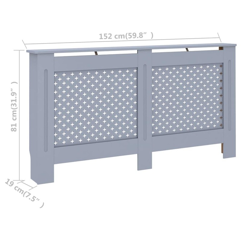 vidaXL Radiator Cover Anthracite 59.8" MDF Heater Heating Cover Storage