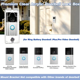 groword Outdoor Anti-Theft Doorbell Lock Box for Ring,7.09”L × 2.95”W × 1.22”H, High Transparent Acrylic Protective Housing, Protect Doorbell from Vandalism and Theft