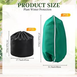 Vincreem 4 Pack Plant Covers Freeze Protection, 31.5" x 47.3" Frost Covers with Zipper Drawstring and 19.7'' x 17.7'' Plant Winter Protection Pot for Winter Outdoor Fruit Trees Potted Plants Shrubs
