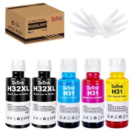 31 32XL Ink Bottle Set Compatible for HP 31 32XL Ink Work for Smart Tank 7001 7301 7602 5000 6001 5101 5102 Plus 651 551 455 457 450 All-in-One Ink-Tank Printer (135ML 32XL Black, 70ML 31 CMY, 5 Pack)